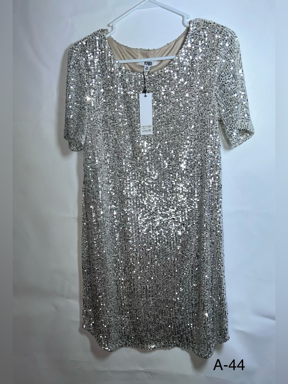 BB Dakota Steve Madden Silver Sequin Mini Shift Dress Size M